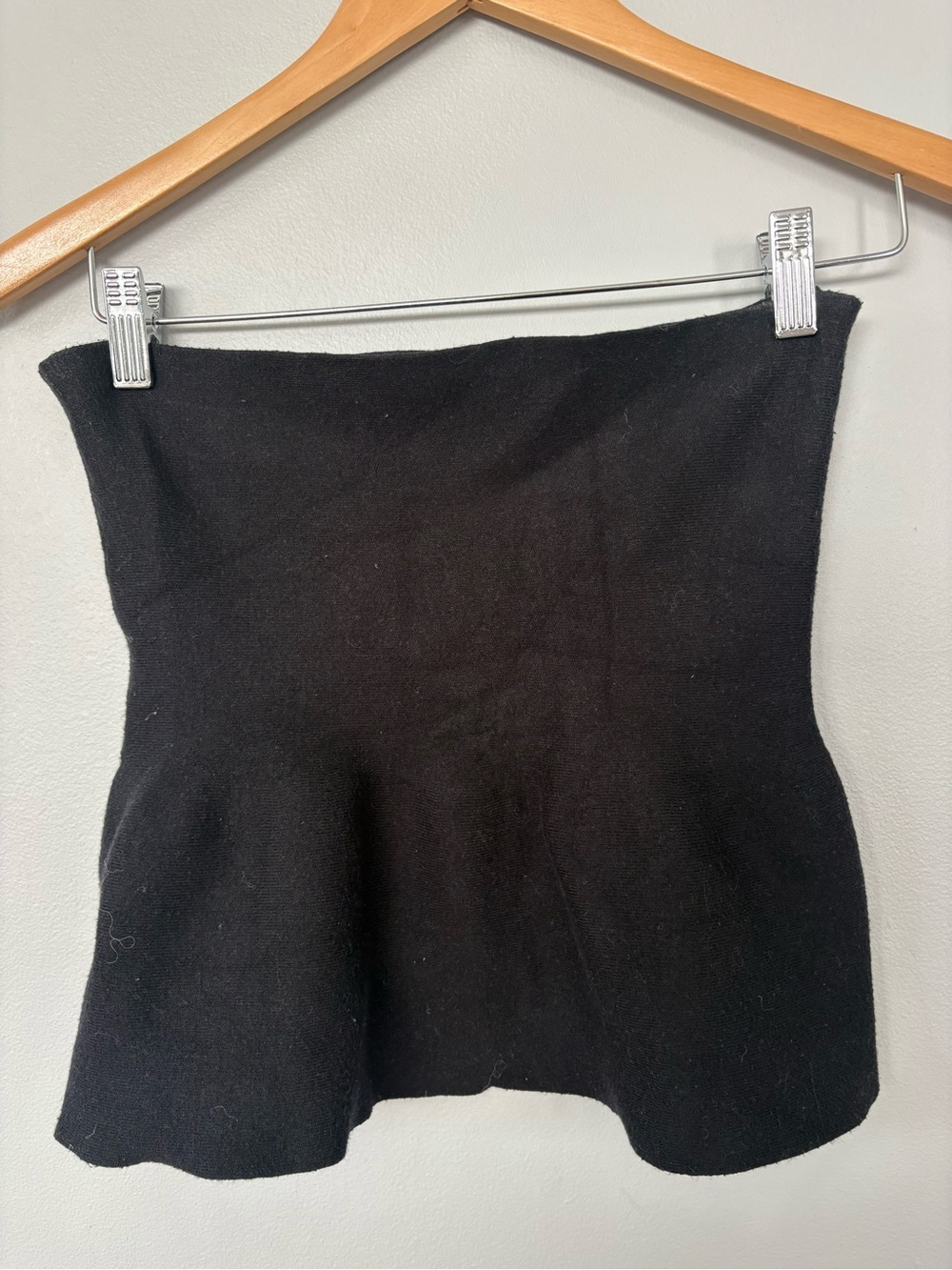 Black Knit Flared Mini Skirt